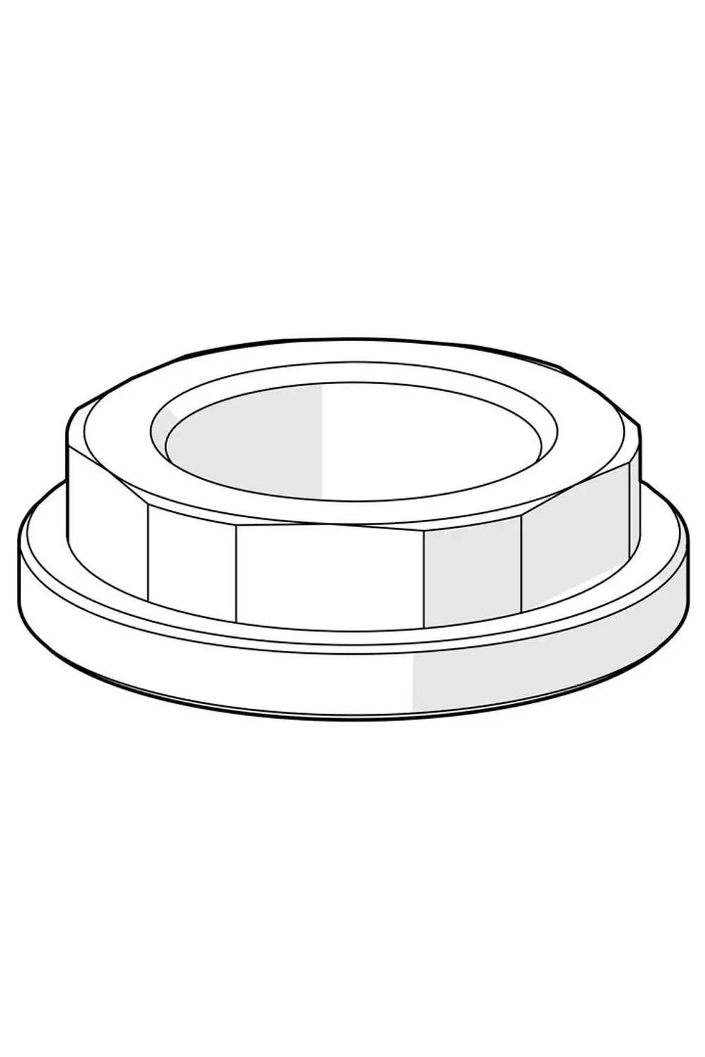 Hansa Spannmutter in kreisförmiger Form, mit Flächen und Rillen. Geeignet für verschiedene Anwendungen in der Sanitär- und Heizungsinstallation.
